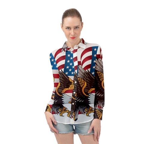 American Eagle Clip Art Long Sleeve Chiffon Shirt by Maspions