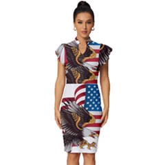 American Eagle Clip Art Vintage Frill Sleeve V-neck Bodycon Dress by Maspions