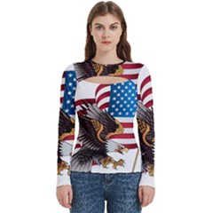 American Eagle Clip Art Women s Cut Out Long Sleeve T-shirt by Maspions