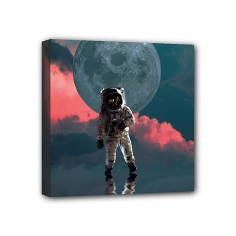 Astronaut Moon Space Nasa Planet Mini Canvas 4  X 4  (stretched)