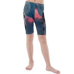 Astronaut Moon Space Nasa Planet Kids  Mid Length Swim Shorts