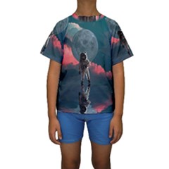 Astronaut Moon Space Nasa Planet Kids  Short Sleeve Swimwear