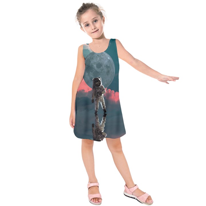 Astronaut Moon Space Nasa Planet Kids  Sleeveless Dress