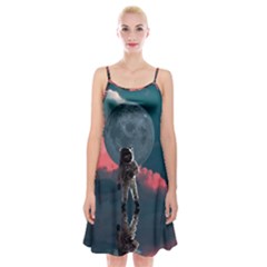 Astronaut Moon Space Nasa Planet Spaghetti Strap Velvet Dress