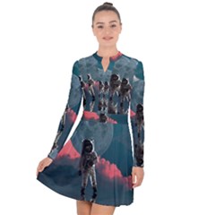 Astronaut Moon Space Nasa Planet Long Sleeve Panel Dress