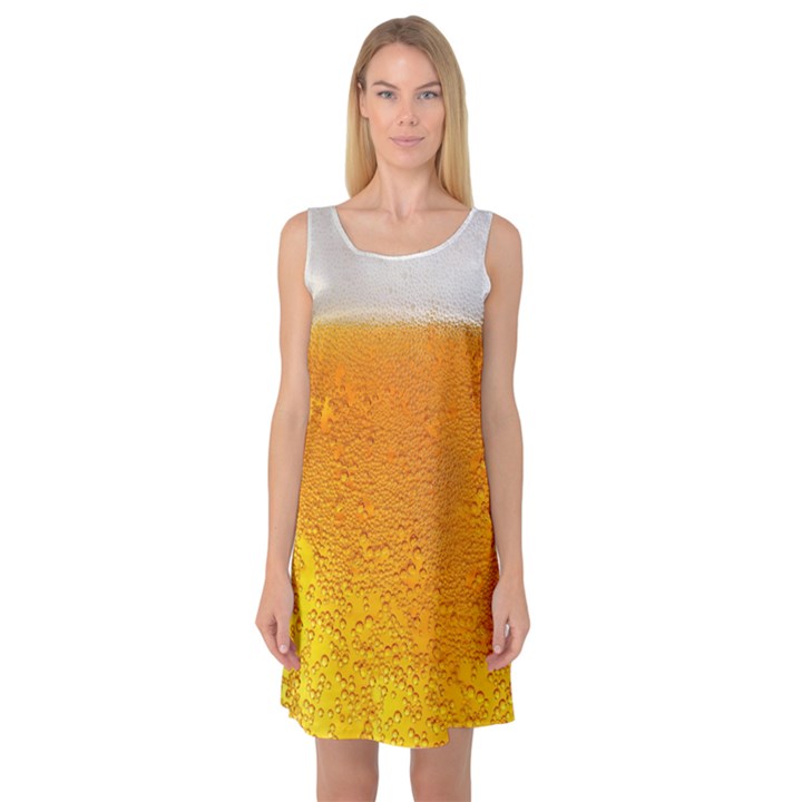 Beer Bubbles Pattern Sleeveless Satin Nightdress