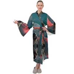 Astronaut Moon Space Nasa Planet Maxi Velvet Kimono