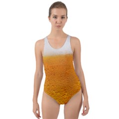 Beer Bubbles Pattern Cut-out Back One Piece Swimsuit