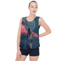 Astronaut Moon Space Nasa Planet Bubble Hem Chiffon Tank Top