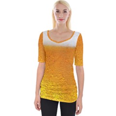 Beer Bubbles Pattern Wide Neckline T-shirt