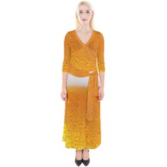 Beer Bubbles Pattern Quarter Sleeve Wrap Maxi Dress