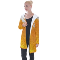 Beer Bubbles Pattern Longline Hooded Cardigan