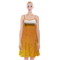 Beer Bubbles Pattern Spaghetti Strap Velvet Dress