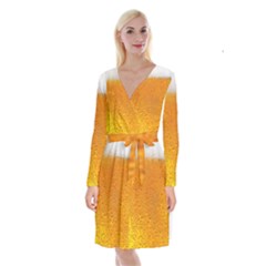 Beer Bubbles Pattern Long Sleeve Velvet Front Wrap Dress