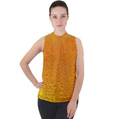 Beer Bubbles Pattern Mock Neck Chiffon Sleeveless Top by Maspions