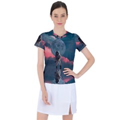 Astronaut Moon Space Nasa Planet Women s Sports Top