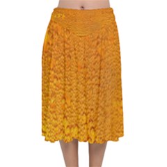 Beer Bubbles Pattern Velvet Flared Midi Skirt