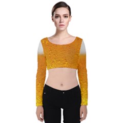 Beer Bubbles Pattern Velvet Long Sleeve Crop Top