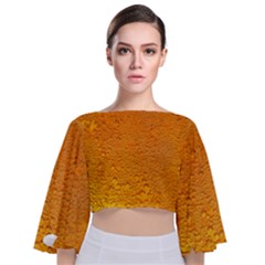 Beer Bubbles Pattern Tie Back Butterfly Sleeve Chiffon Top