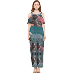 Astronaut Moon Space Nasa Planet Draped Sleeveless Chiffon Jumpsuit