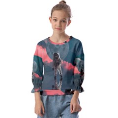 Astronaut Moon Space Nasa Planet Kids  Cuff Sleeve Top