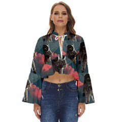 Astronaut Moon Space Nasa Planet Boho Long Bell Sleeve Top by Maspions