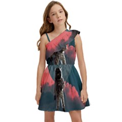 Astronaut Moon Space Nasa Planet Kids  One Shoulder Party Dress