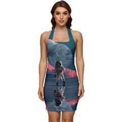 Astronaut Moon Space Nasa Planet Sleeveless Wide Square Neckline Ruched Bodycon Dress by Maspions