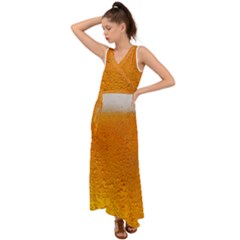 Beer Bubbles Pattern V-neck Chiffon Maxi Dress