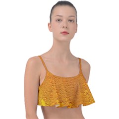 Beer Bubbles Pattern Frill Bikini Top