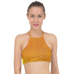 Beer Bubbles Pattern Halter Bikini Top