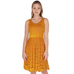 Beer Bubbles Pattern Knee Length Skater Dress With Pockets