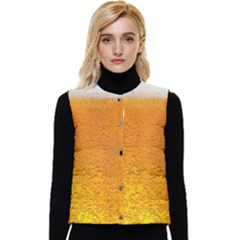 Beer Bubbles Pattern Women s Button Up Puffer Vest