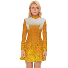 Beer Bubbles Pattern Long Sleeve Velour Longline Dress