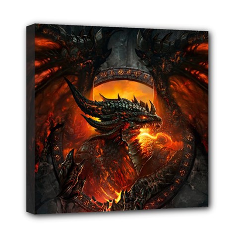 Dragon Fire Fantasy Art Mini Canvas 8  X 8  (stretched) by Maspions