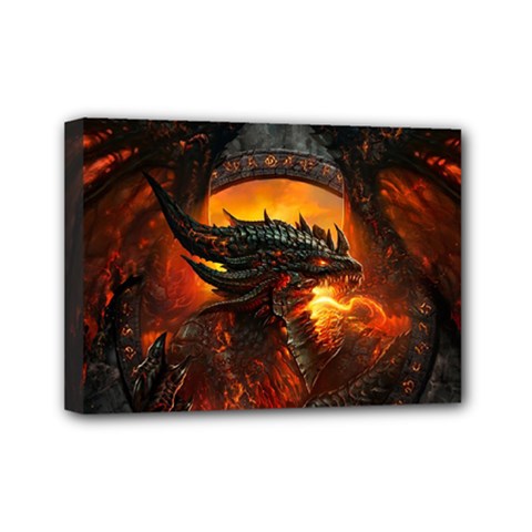 Dragon Fire Fantasy Art Mini Canvas 7  X 5  (stretched)