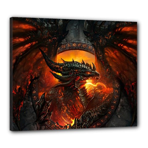 Dragon Fire Fantasy Art Canvas 24  X 20  (stretched)