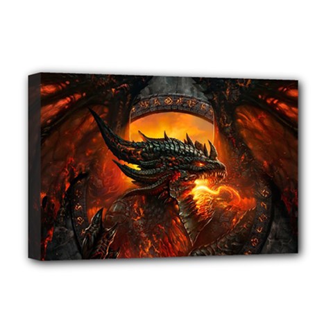 Dragon Fire Fantasy Art Deluxe Canvas 18  X 12  (stretched)