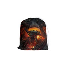 Dragon Fire Fantasy Art Drawstring Pouch (small) by Maspions