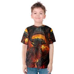 Dragon Fire Fantasy Art Kids  Cotton T-shirt