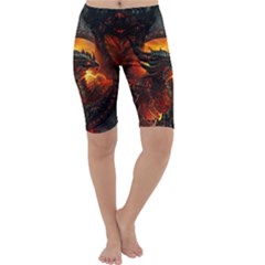 Dragon Fire Fantasy Art Cropped Leggings 