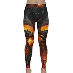 Dragon Fire Fantasy Art Classic Yoga Leggings