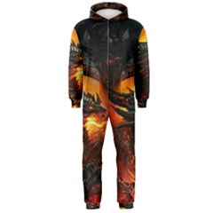 Dragon Fire Fantasy Art Hooded Jumpsuit (men)