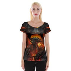 Dragon Fire Fantasy Art Cap Sleeve Top