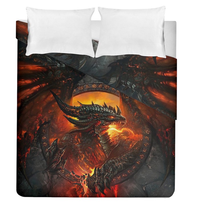 Dragon Fire Fantasy Art Duvet Cover Double Side (Queen Size)