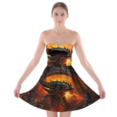 Dragon Fire Fantasy Art Strapless Bra Top Dress