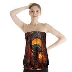 Dragon Fire Fantasy Art Strapless Top