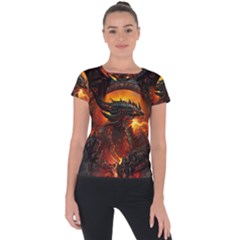 Dragon Fire Fantasy Art Short Sleeve Sports Top  by Maspions