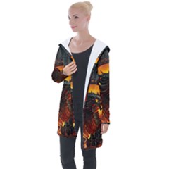 Dragon Fire Fantasy Art Longline Hooded Cardigan