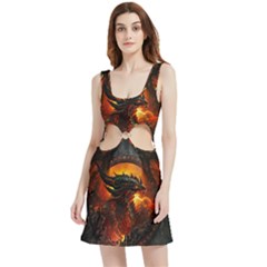 Dragon Fire Fantasy Art Velour Cutout Dress